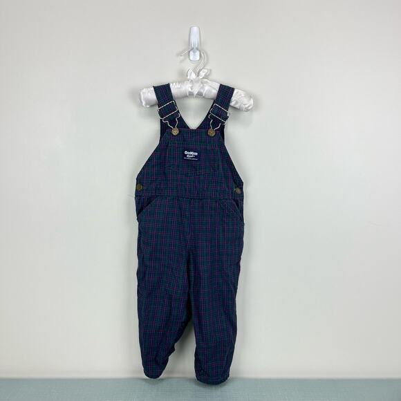 Vintage OshKosh B'gosh Plaid Overalls 2T USA - Picture 1 of 8